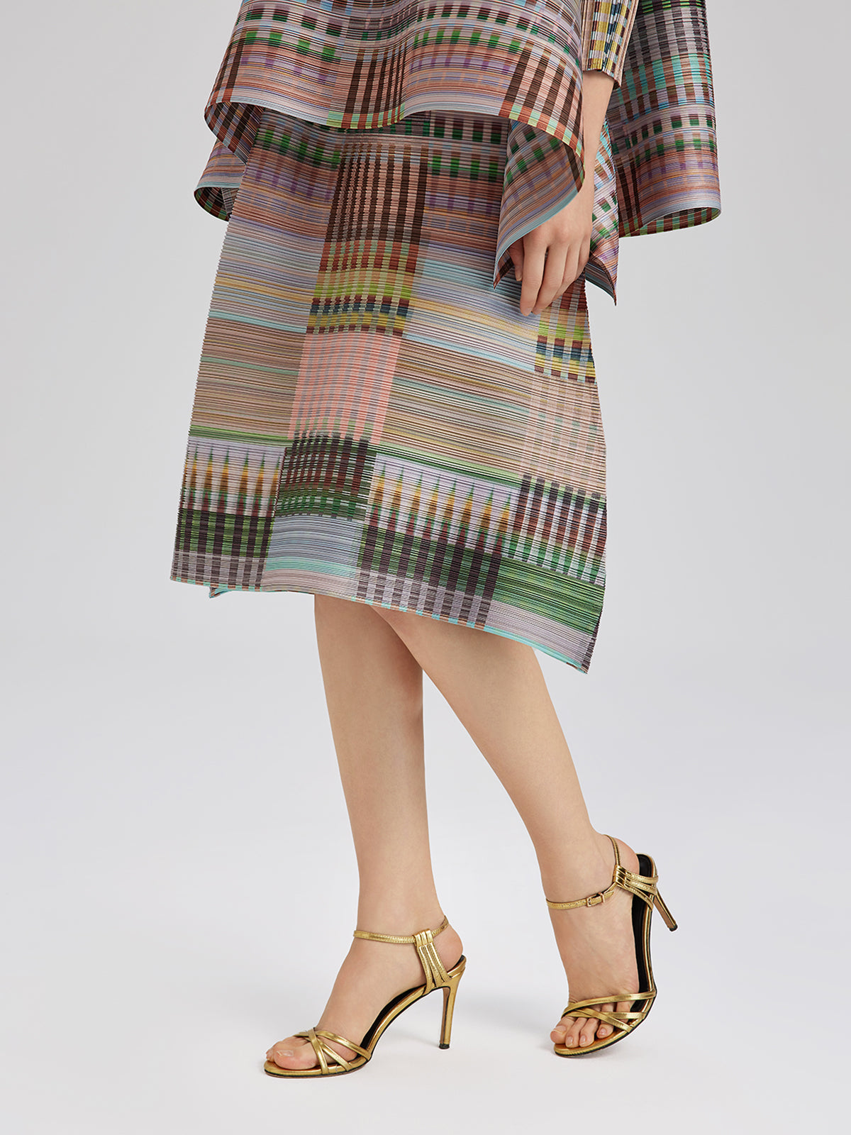 Geometric Print Pleated Elastic Waist Set