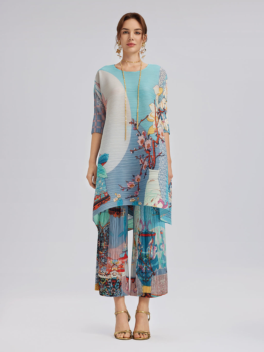 Artistic Print Pleated Set