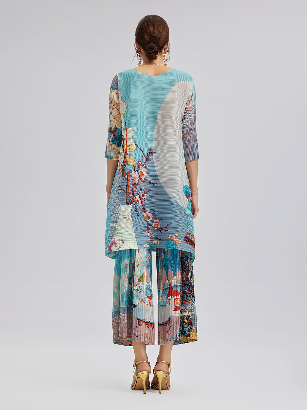 Artistic Print Pleated Set