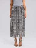 Floral Pearl-Embellished Elastic-Waist Skirt