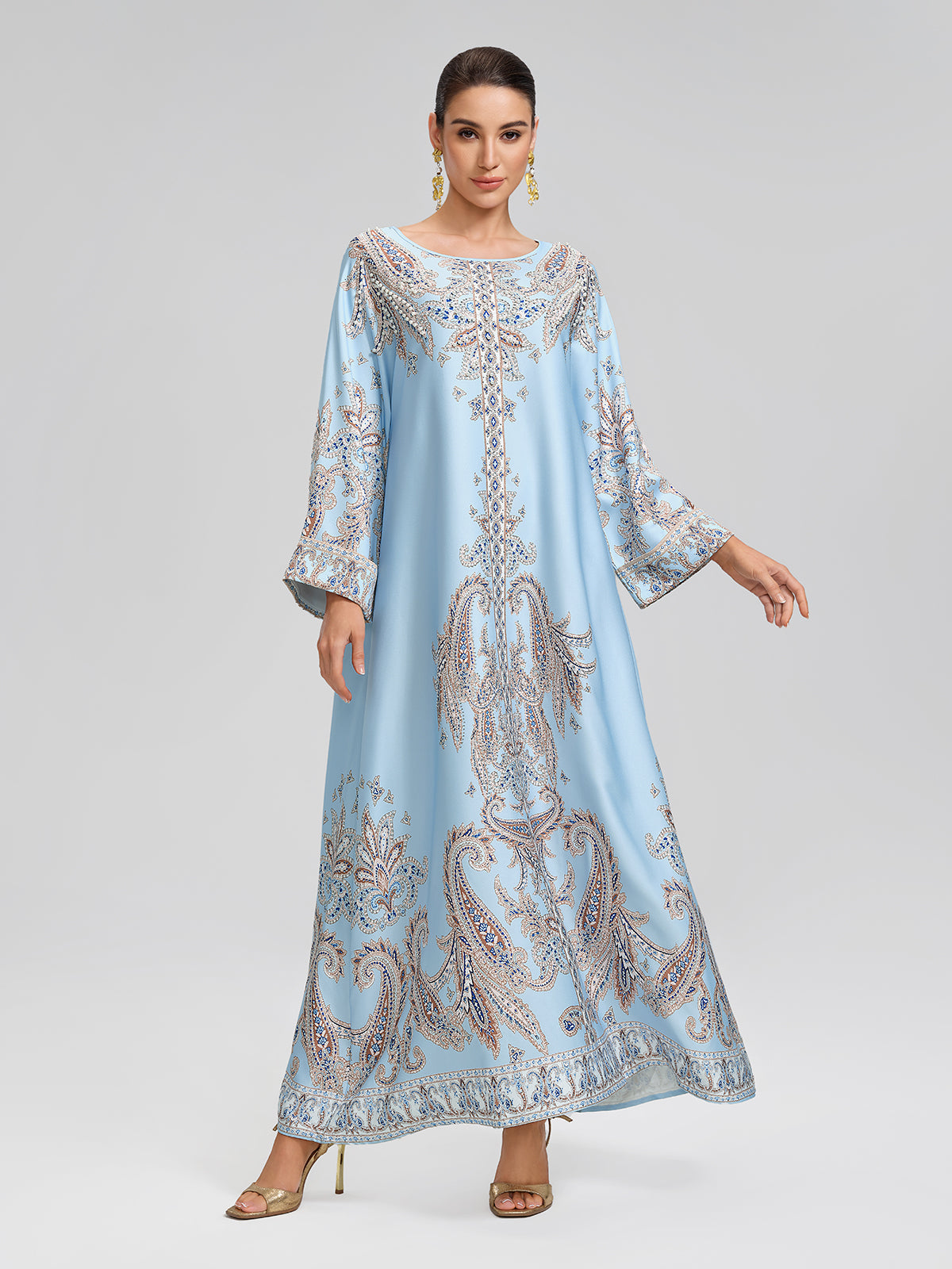 Paisley Hand-Beaded Relaxed Maxi Dress