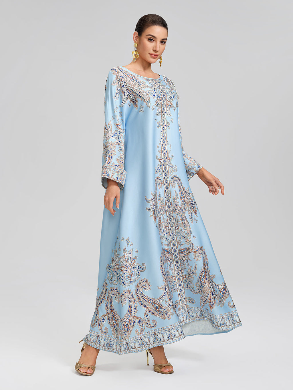 Paisley Hand-Beaded Relaxed Maxi Dress