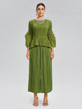 Pleated Fuzzy-Trim Mermaid Stretch Set