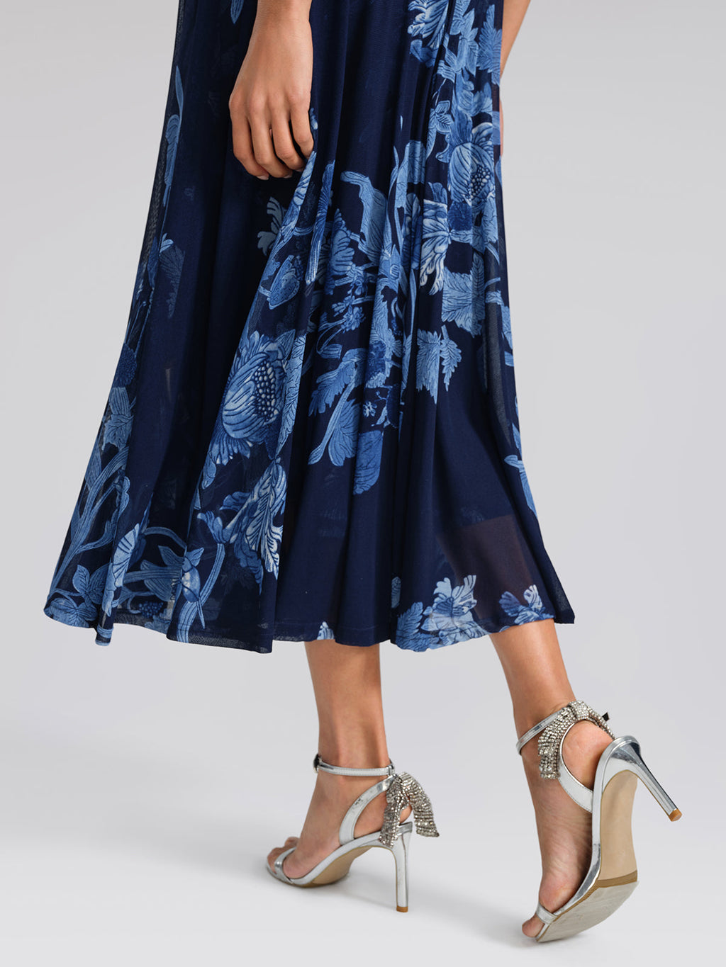 Floral Mesh V-Neck Maxi Dress
