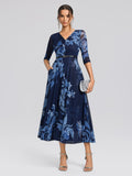 Floral Mesh V-Neck Maxi Dress