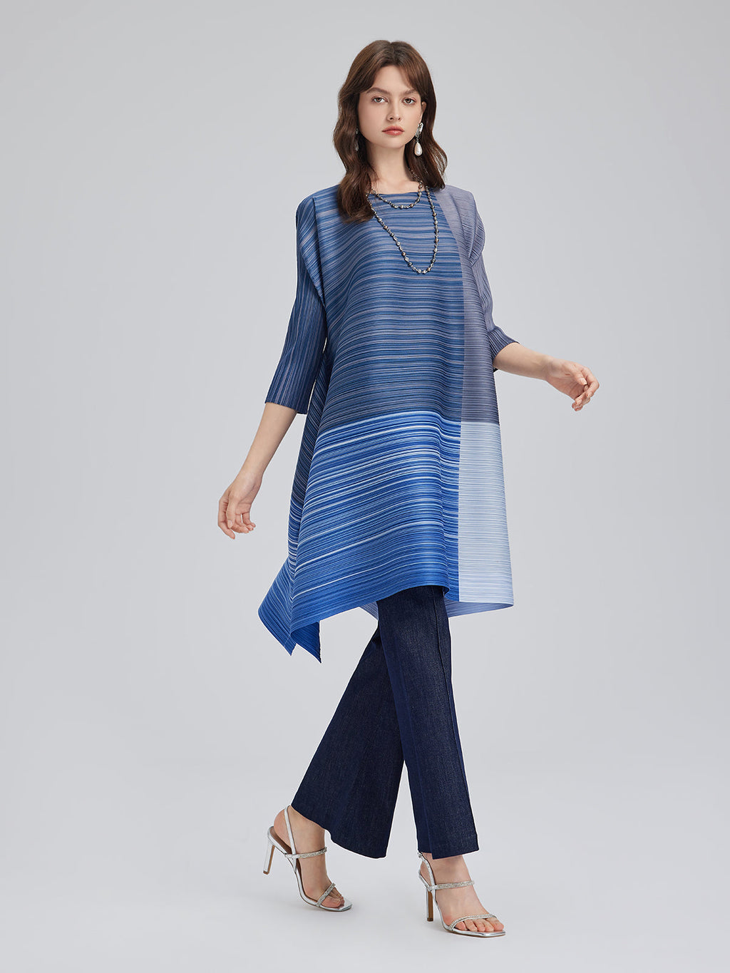 Colorblock Pleated Geometric Dress