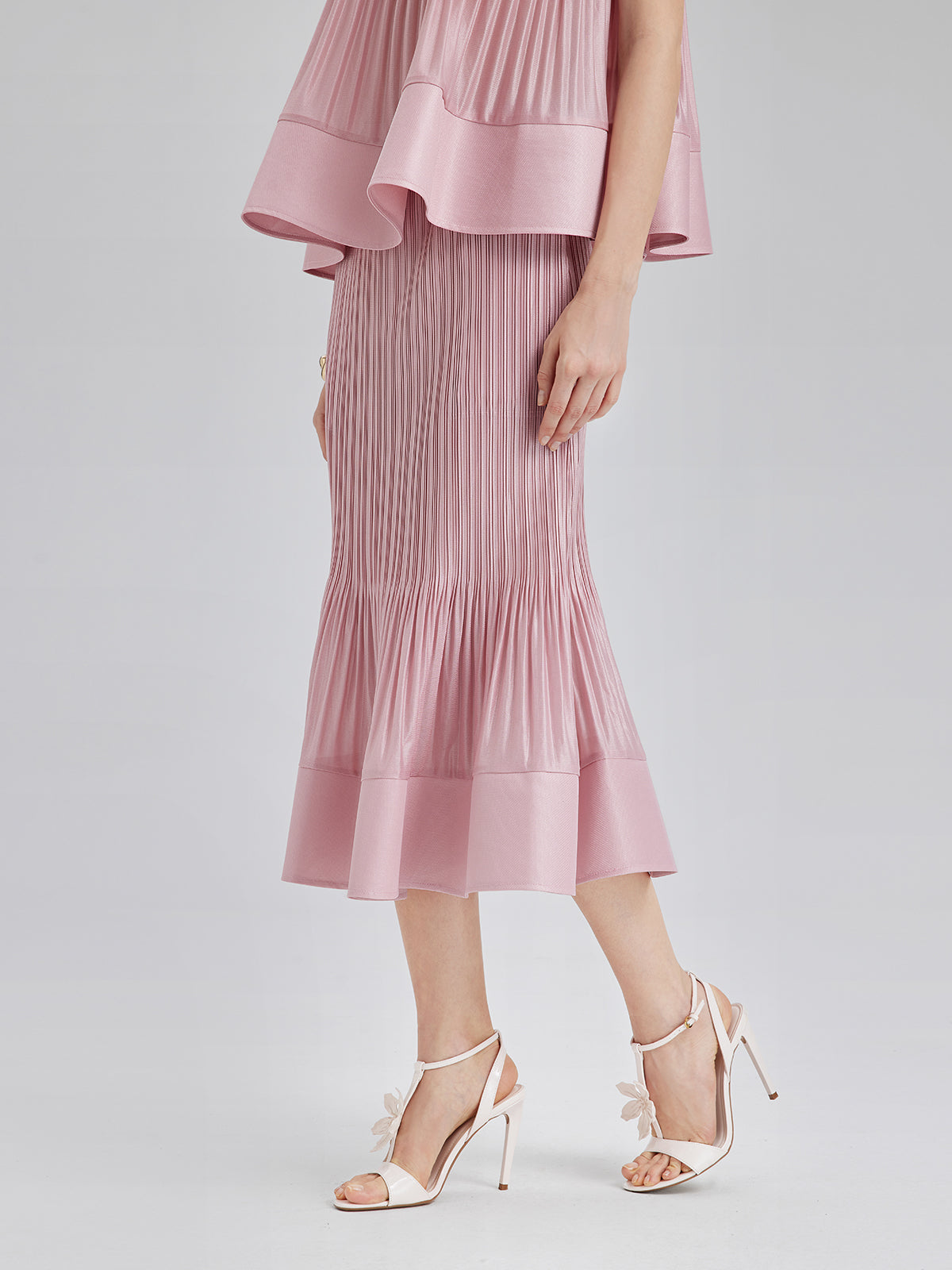 Pleated Sleeveless Embellished Set