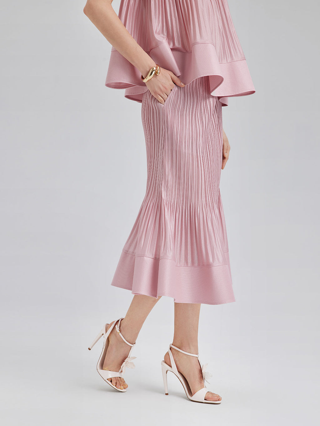 Pleated Sleeveless Embellished Set