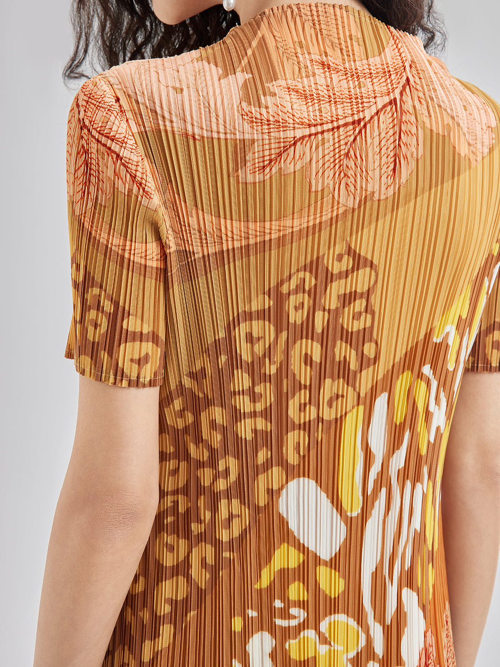 Artistic Floral Print Pleated Dress