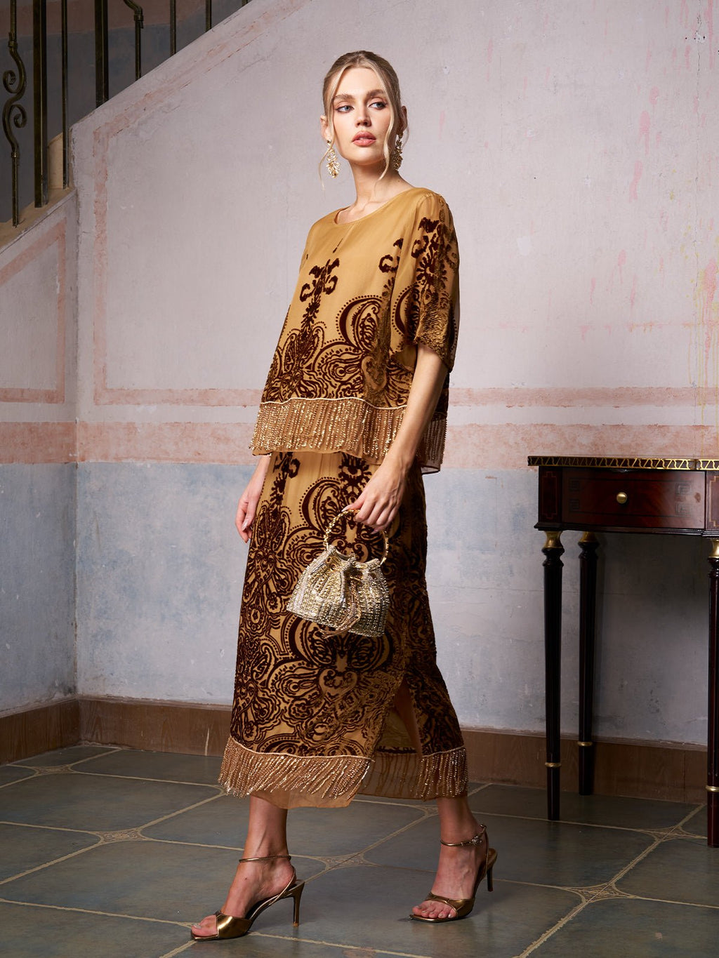 Baroque Velvet Fringe Set