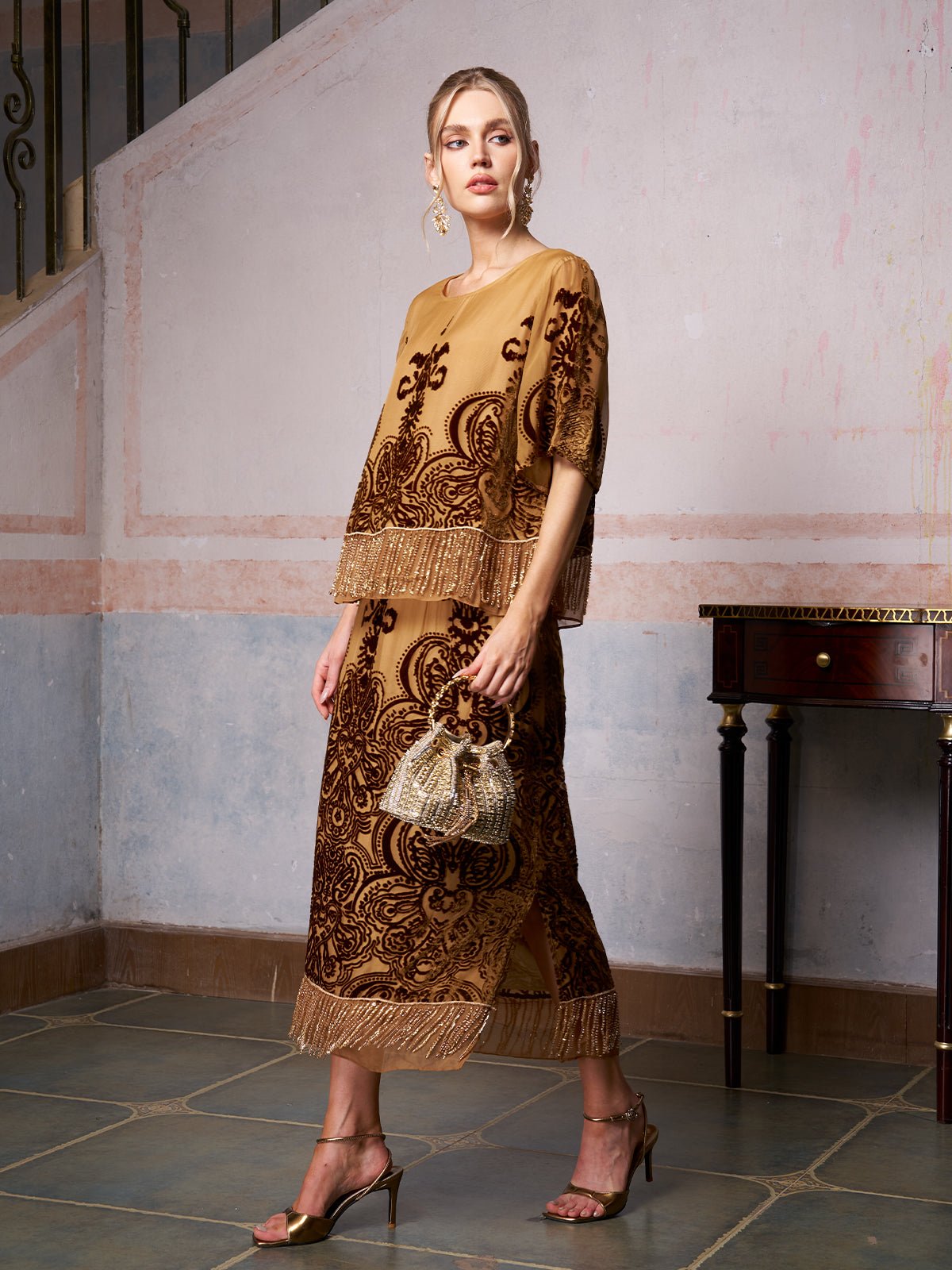 Baroque Velvet Fringe Set