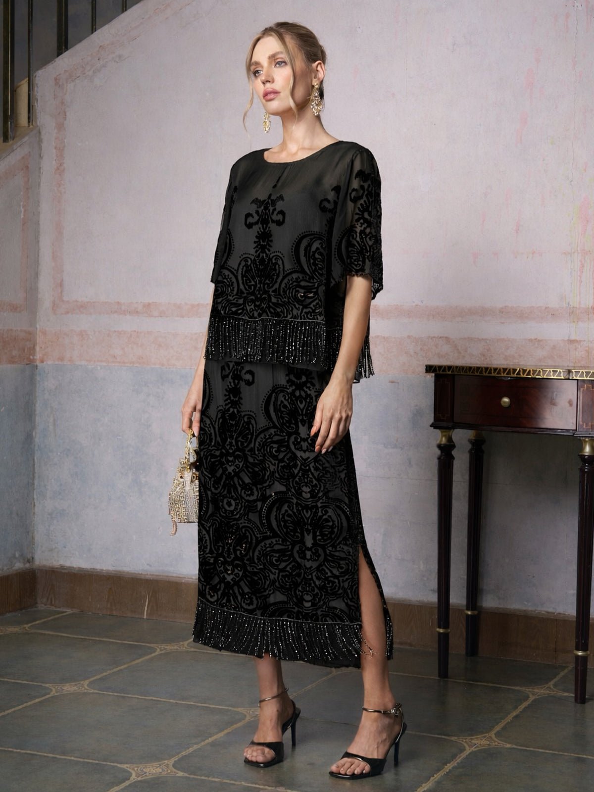 Baroque Velvet Fringe Set