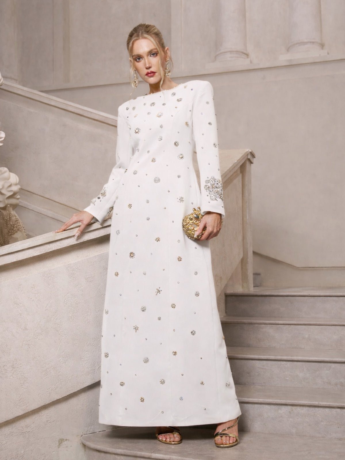 Crystal & Pearl Evening Gown