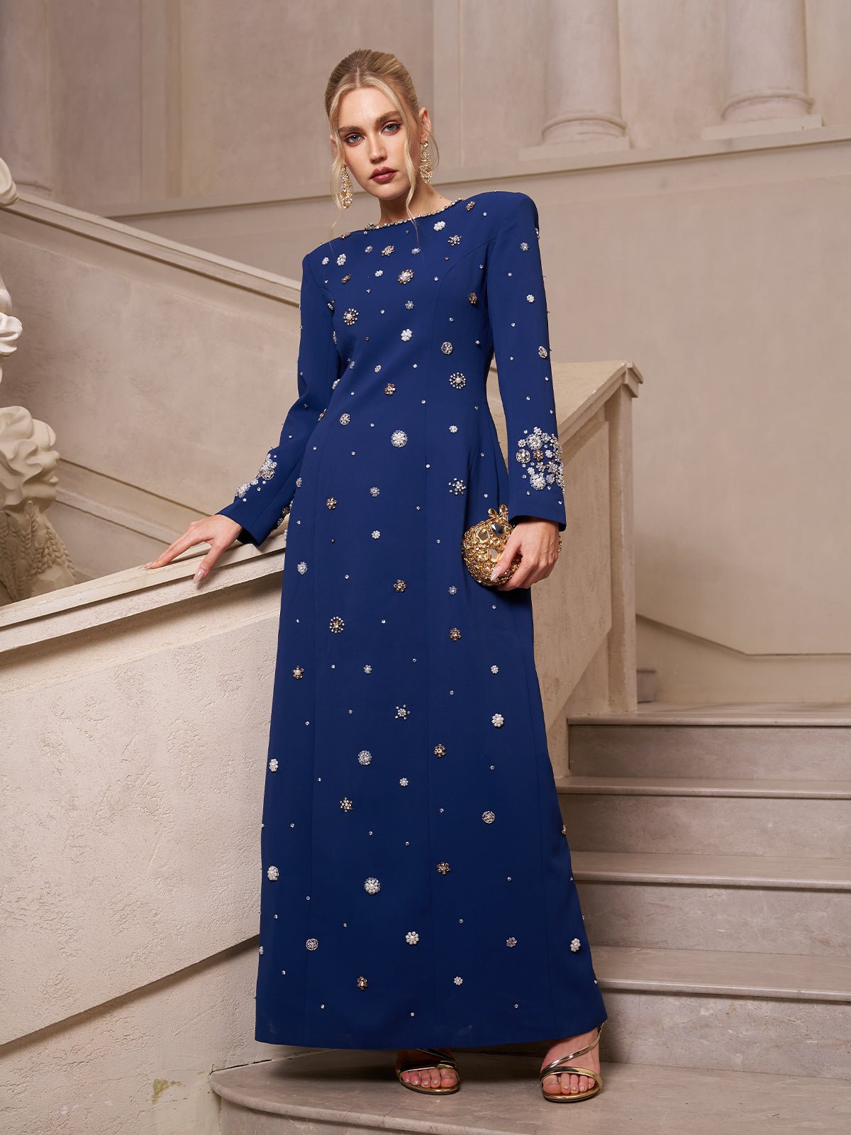 Crystal & Pearl Evening Gown
