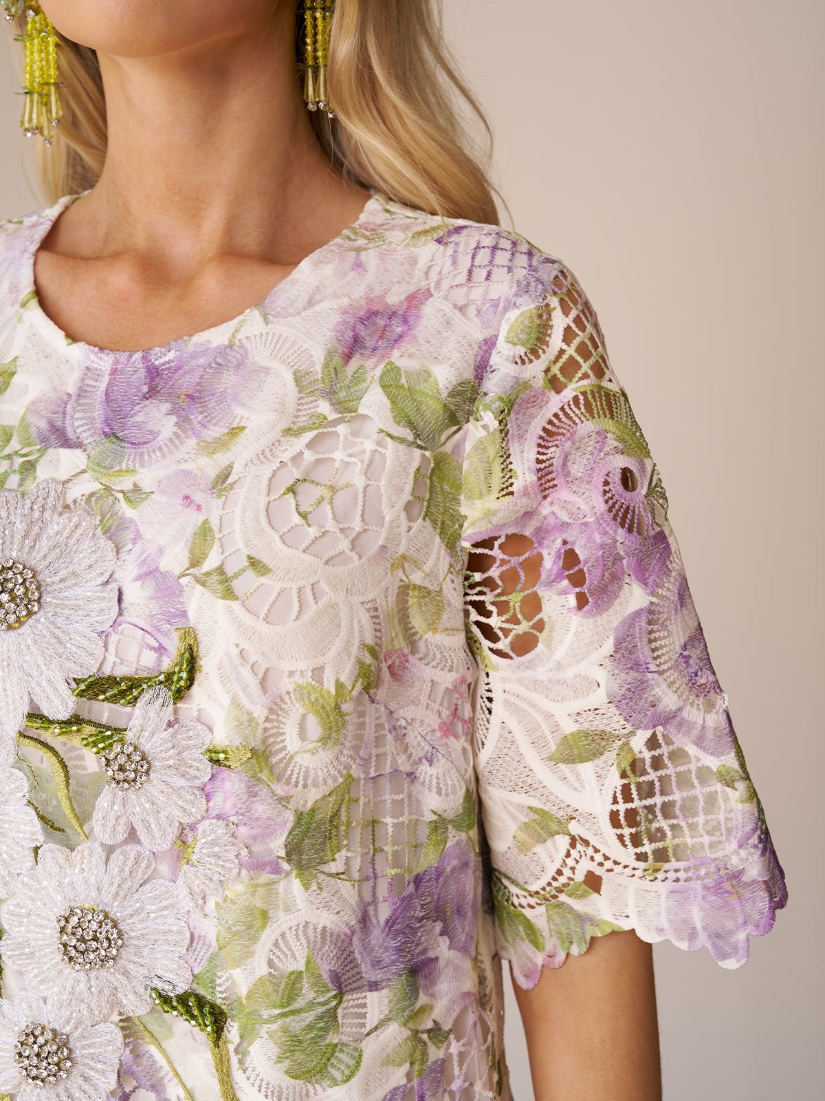 Dimensional Embroidered Beaded Lace Dress