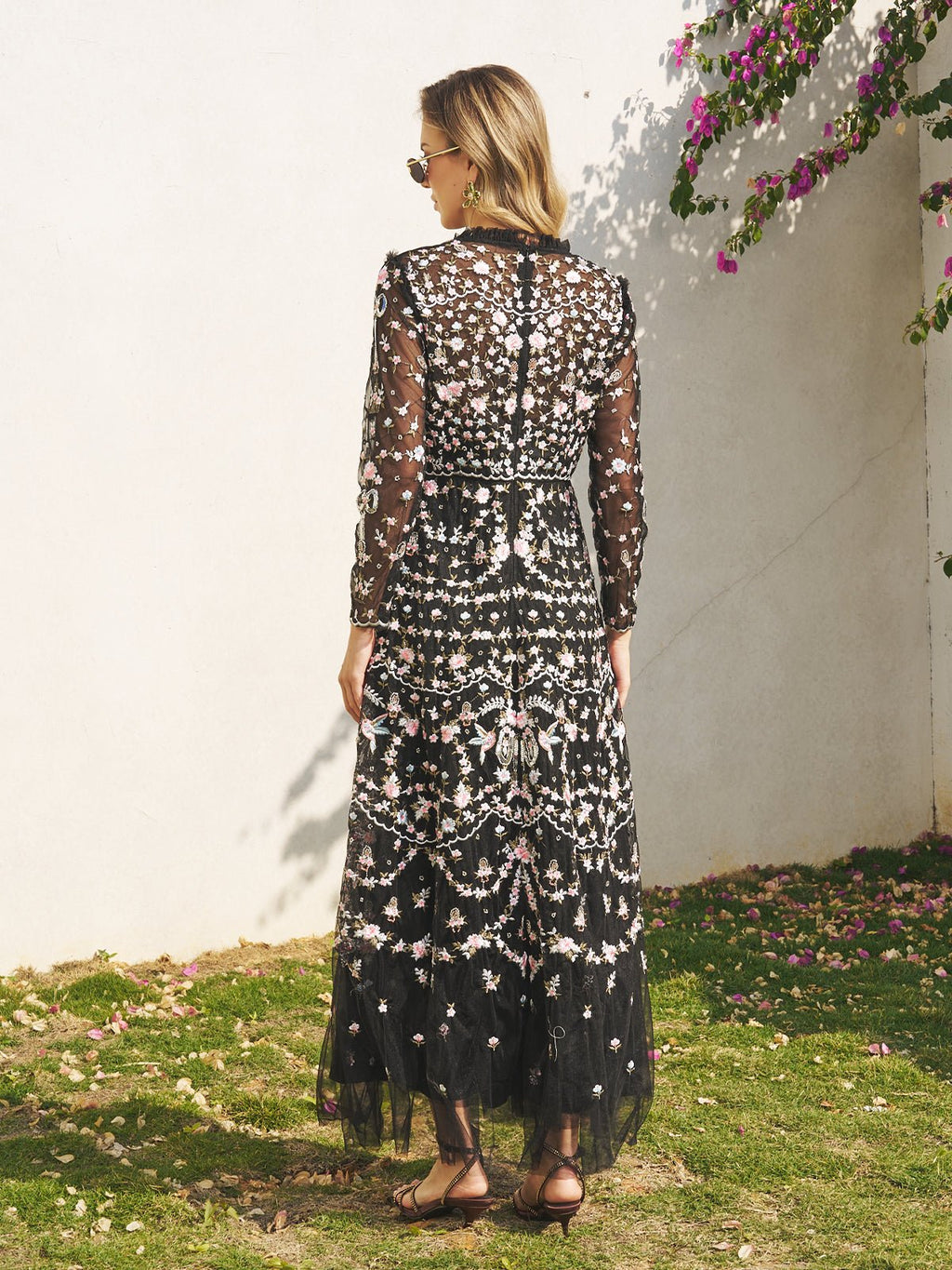 Floral Embroidered Mesh Dress