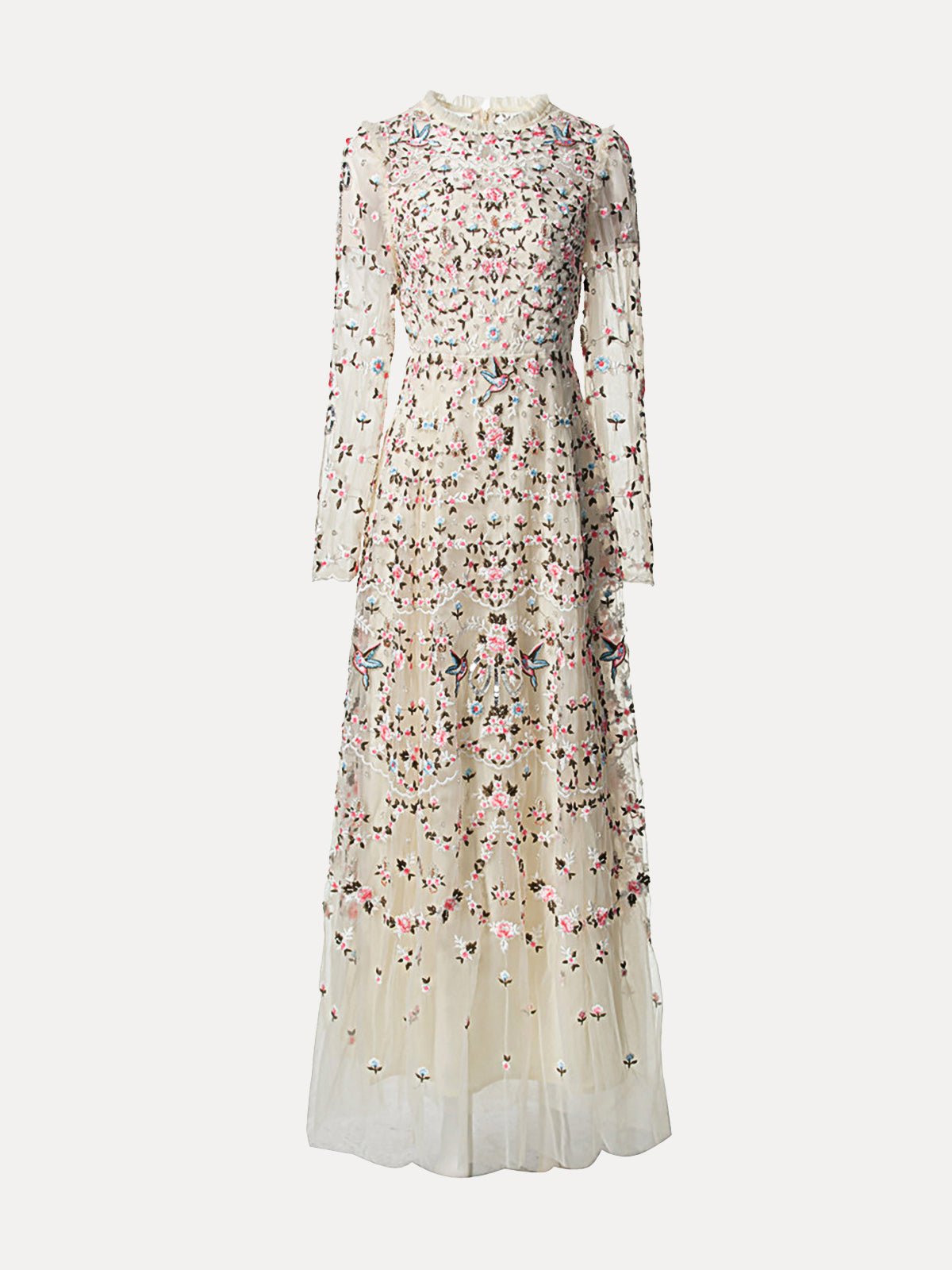 Floral Embroidered Mesh Dress