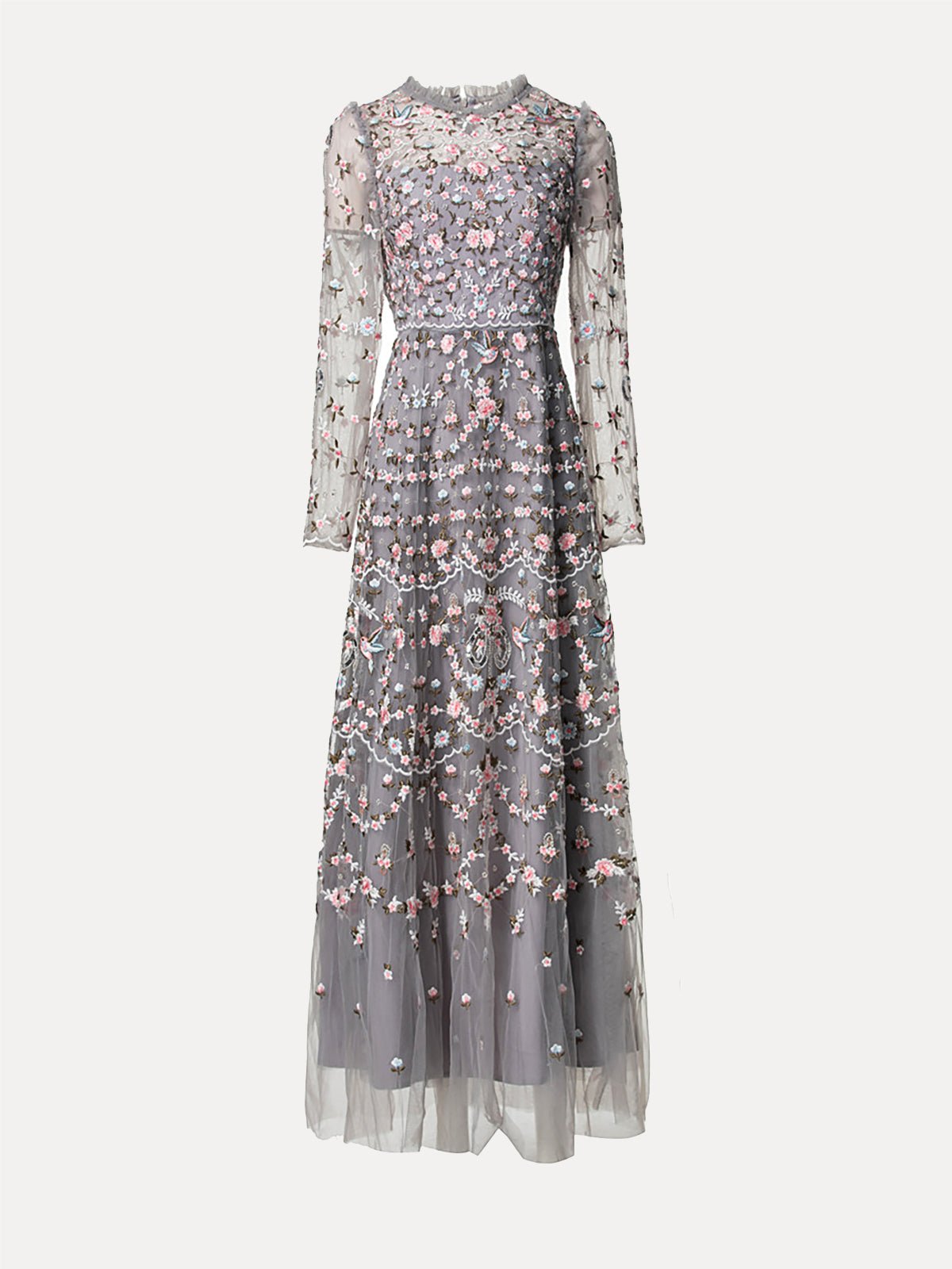 Floral Embroidered Mesh Dress