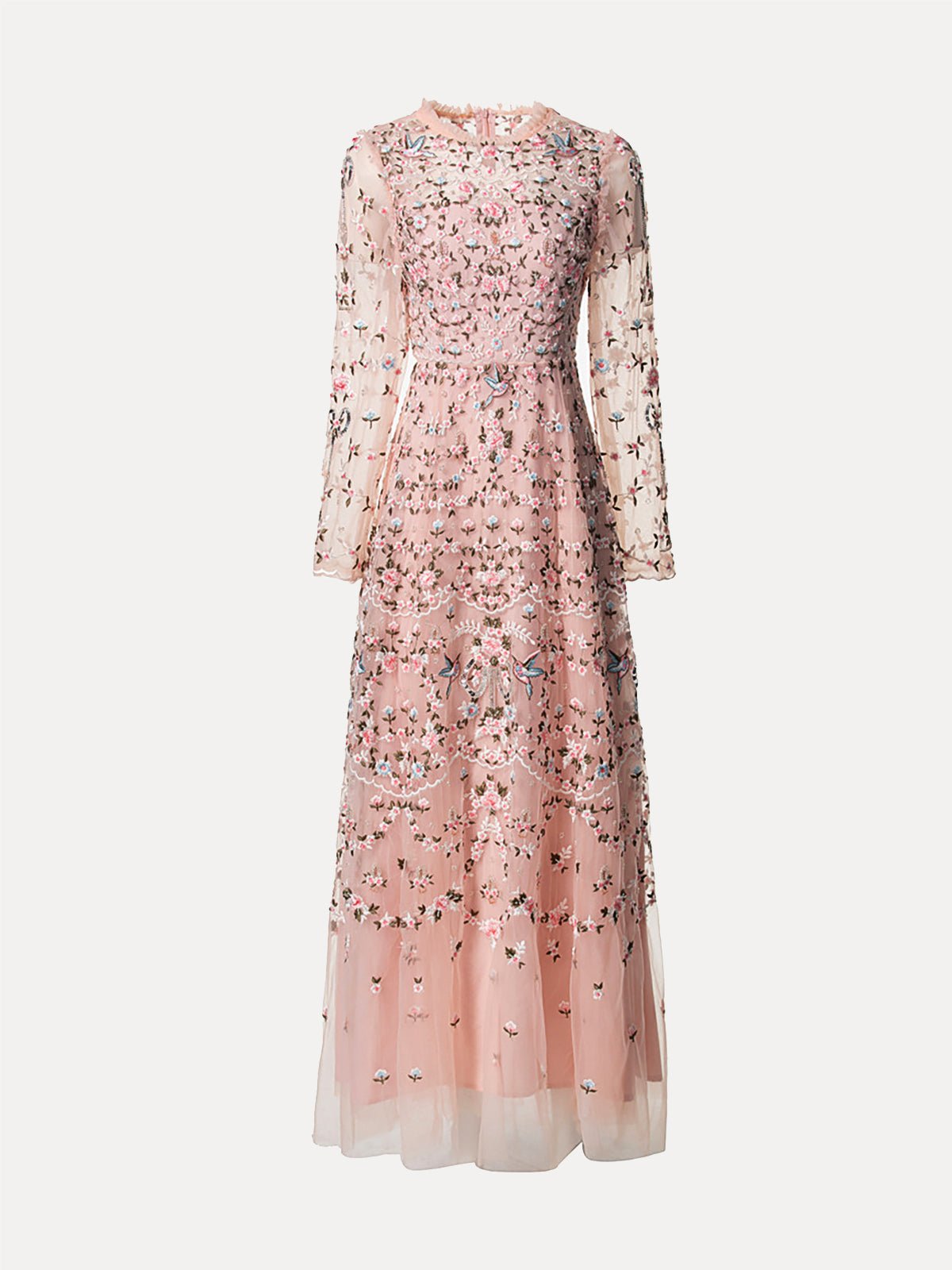 Floral Embroidered Mesh Dress