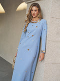 Jewel-Beaded Gold-Trim Dress