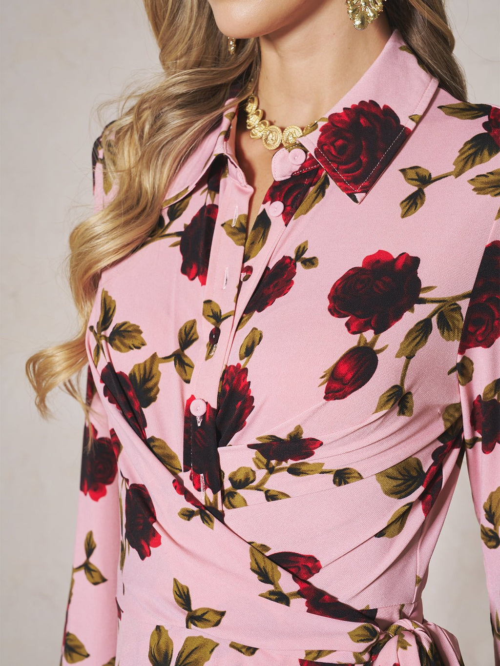 Rose Print Knit Dress