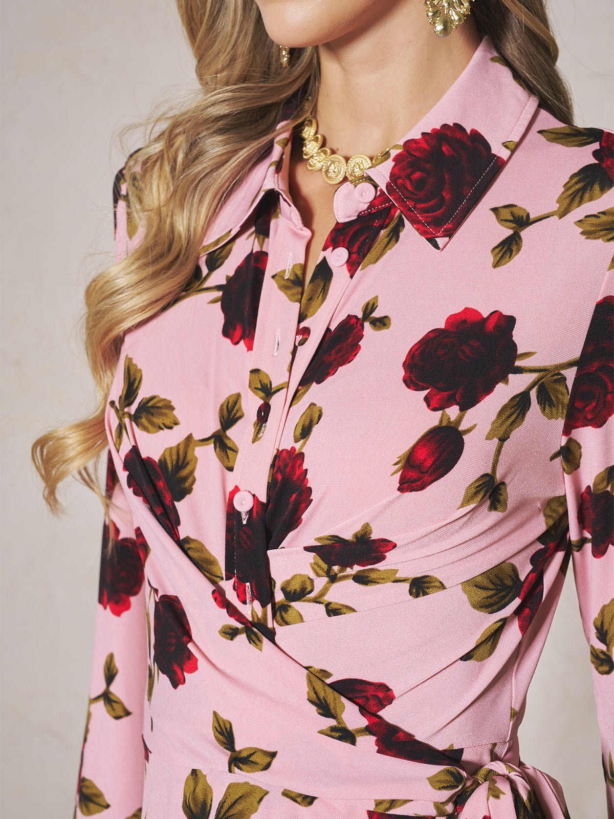 Rose Print Knit Dress