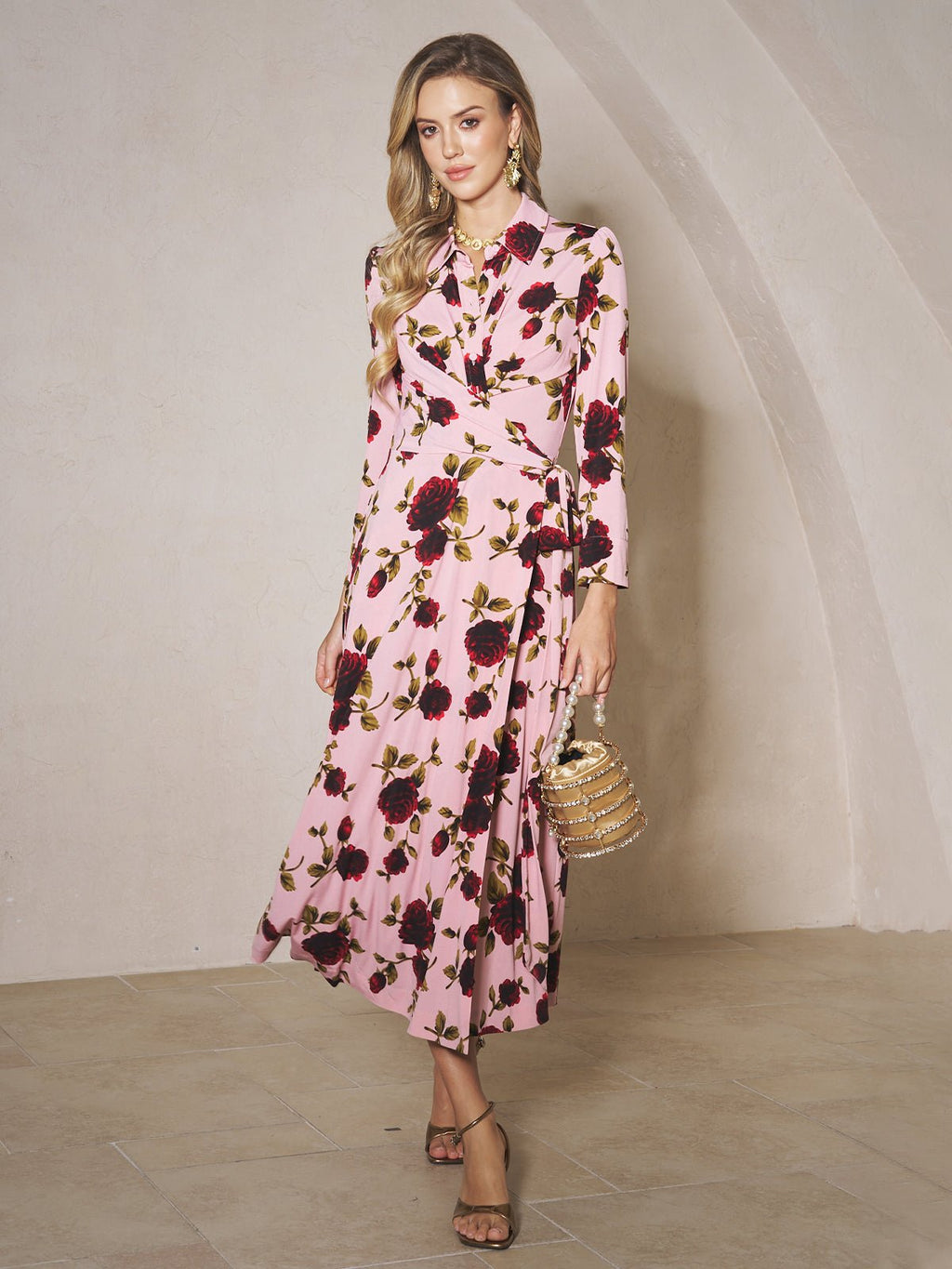 Rose Print Knit Dress