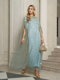 Vertical Beaded Double-Layer Caftan Dress